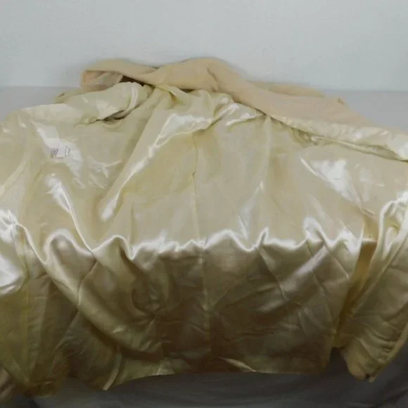 Fleurette Women Ivory Long Lined Coat 4 Piece Button Collared Vintage USA FLAW - Picture 7 of 12